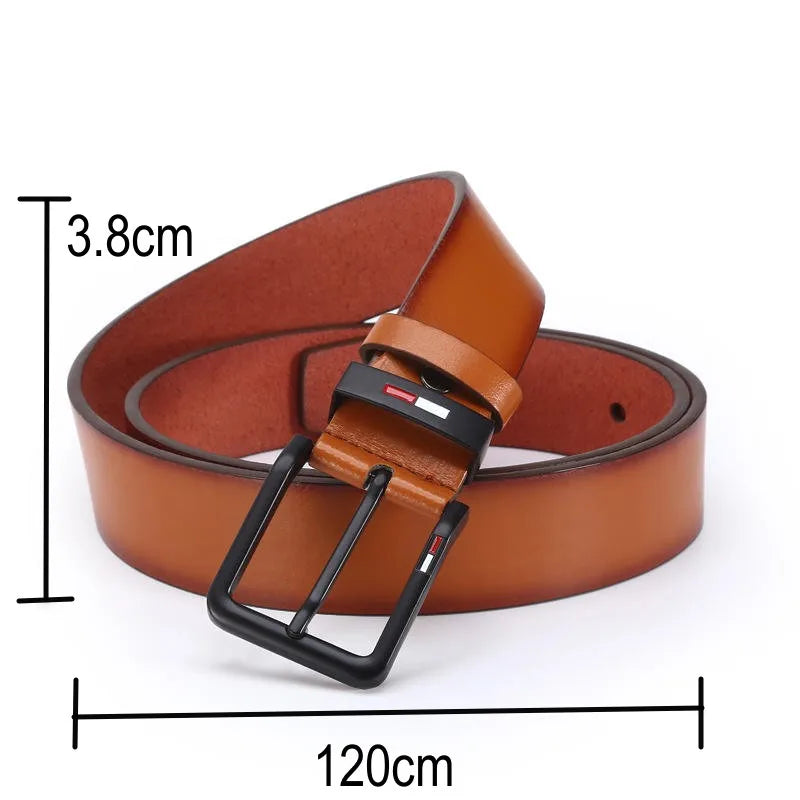 Men's PU Leather Belt — Alloy Square Pin Buckle Business & Leisure Waistband