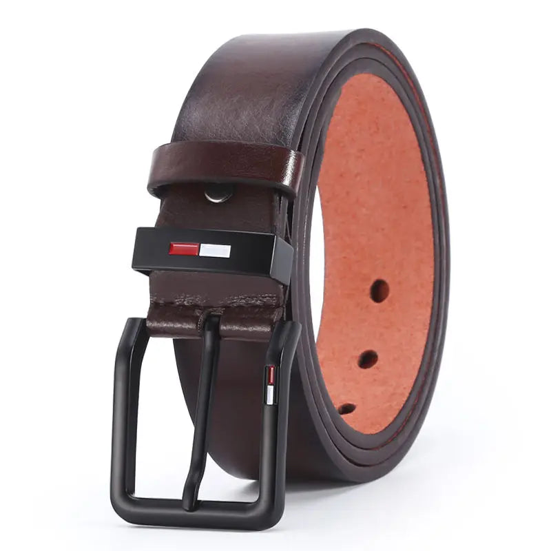 Men's PU Leather Belt — Alloy Square Pin Buckle Business & Leisure Waistband