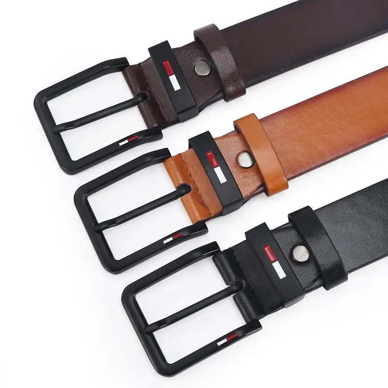 Men's PU Leather Belt — Alloy Square Pin Buckle Business & Leisure Waistband