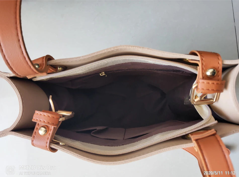 Women's Large Designer Tote Handbag — PU Leather Top Handle Shoulder Bag