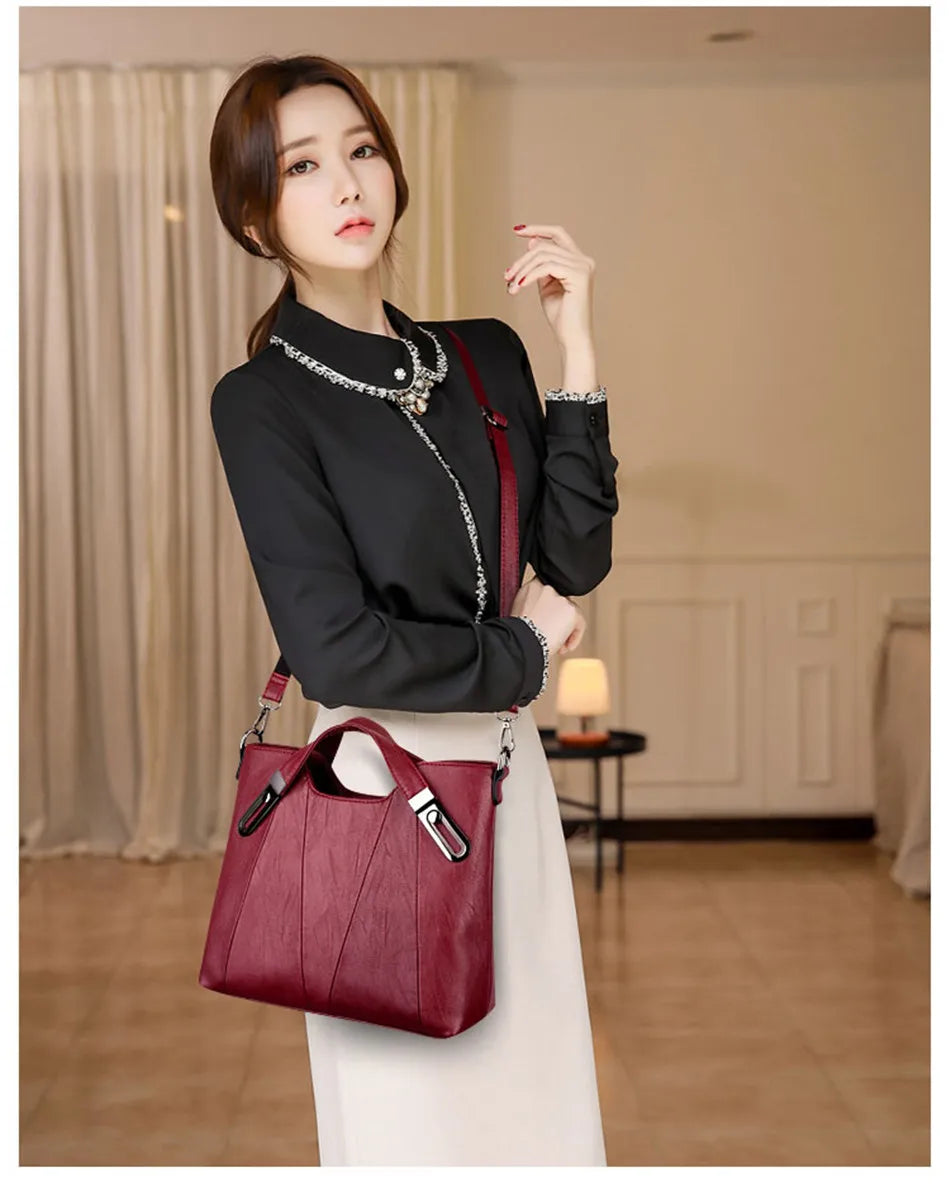 Women's Luxury PU Leather Crossbody Bag — Multi-Pocket Shoulder & Tote Handbag