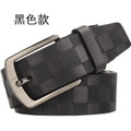 Men's Classic Business Leather Belt — Luxury Cowskin Plaid Buckle Waistband