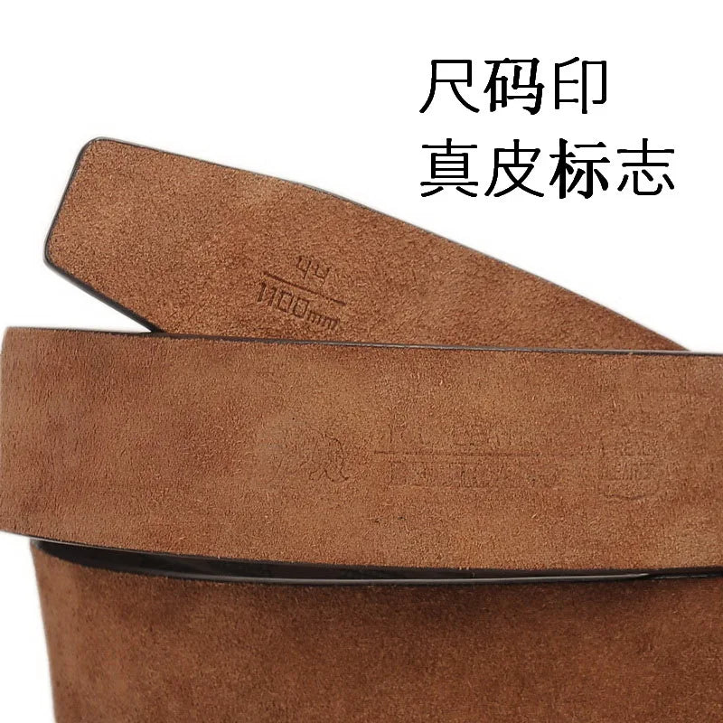 Men's Classic Business Leather Belt — Luxury Cowskin Plaid Buckle Waistband