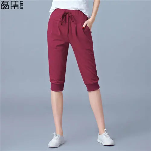TrendLux Women's Harem Jogger Capri Pants – High Waist Loose Sweatpants