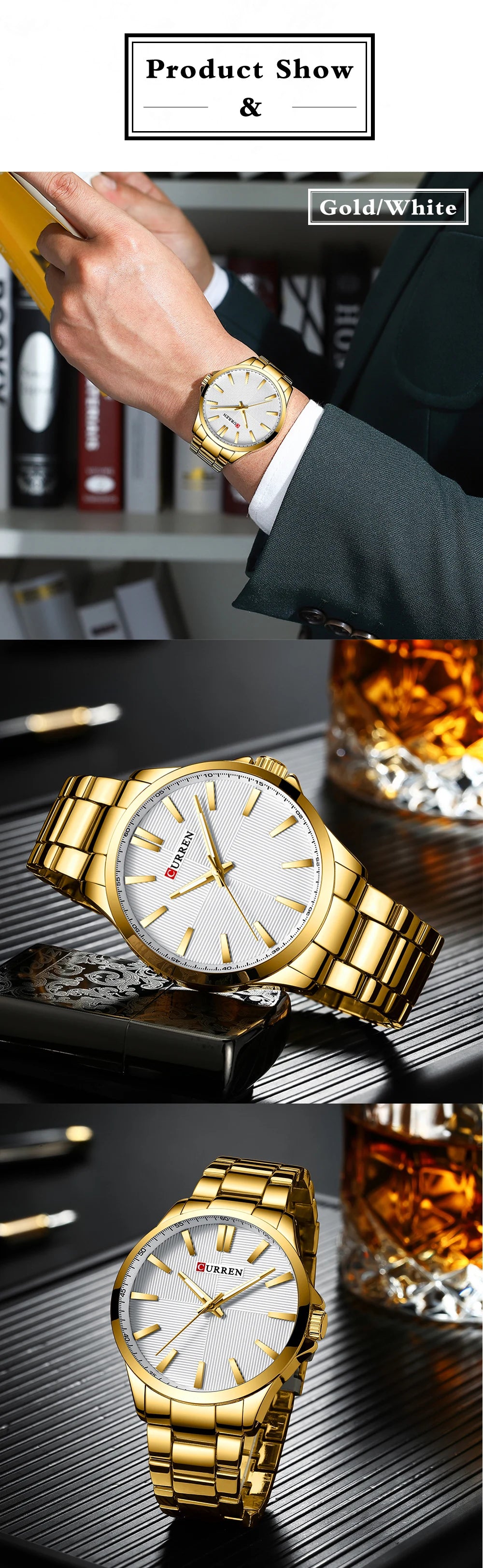 Men's CURREN Military Sport Quartz Watch — Stainless Steel Waterproof Wristwatch