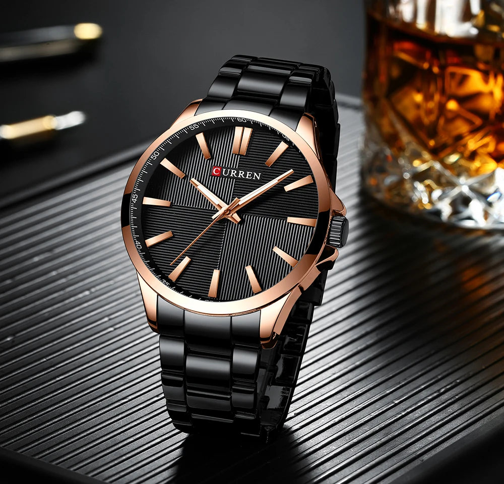 Men's CURREN Military Sport Quartz Watch — Stainless Steel Waterproof Wristwatch
