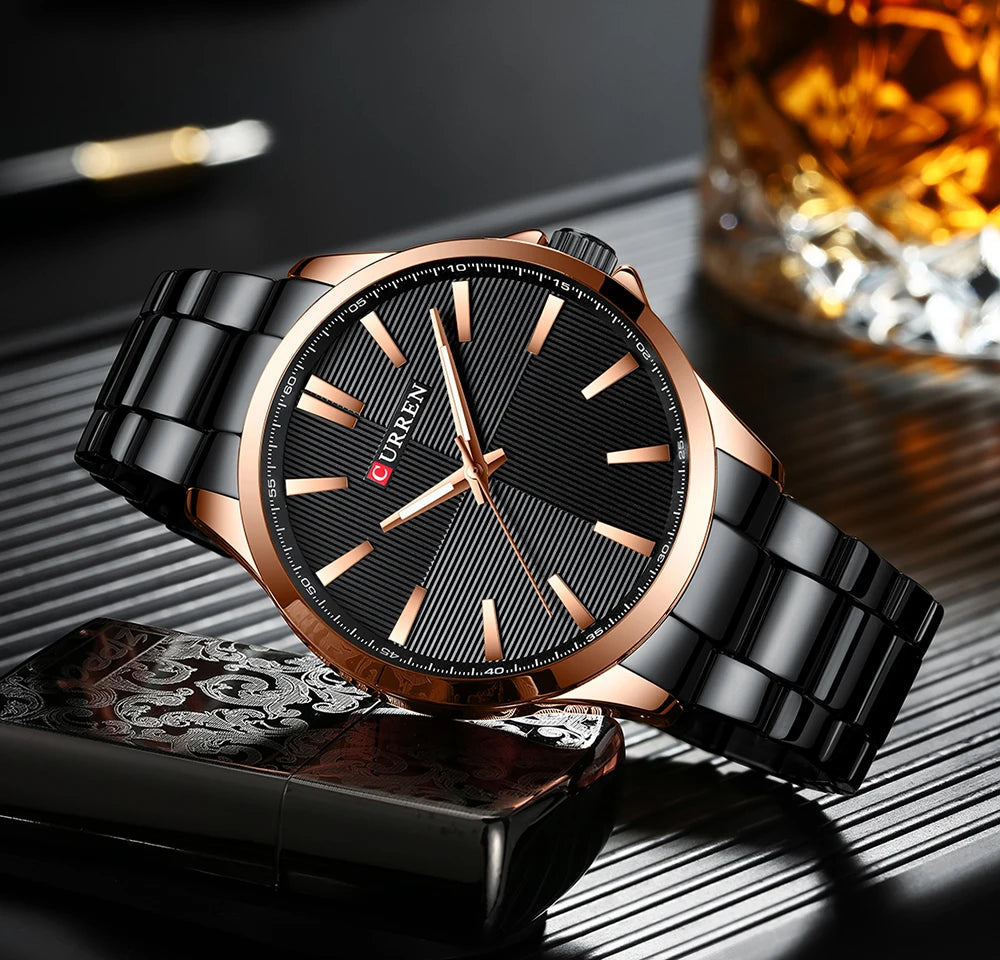 Men's CURREN Military Sport Quartz Watch — Stainless Steel Waterproof Wristwatch