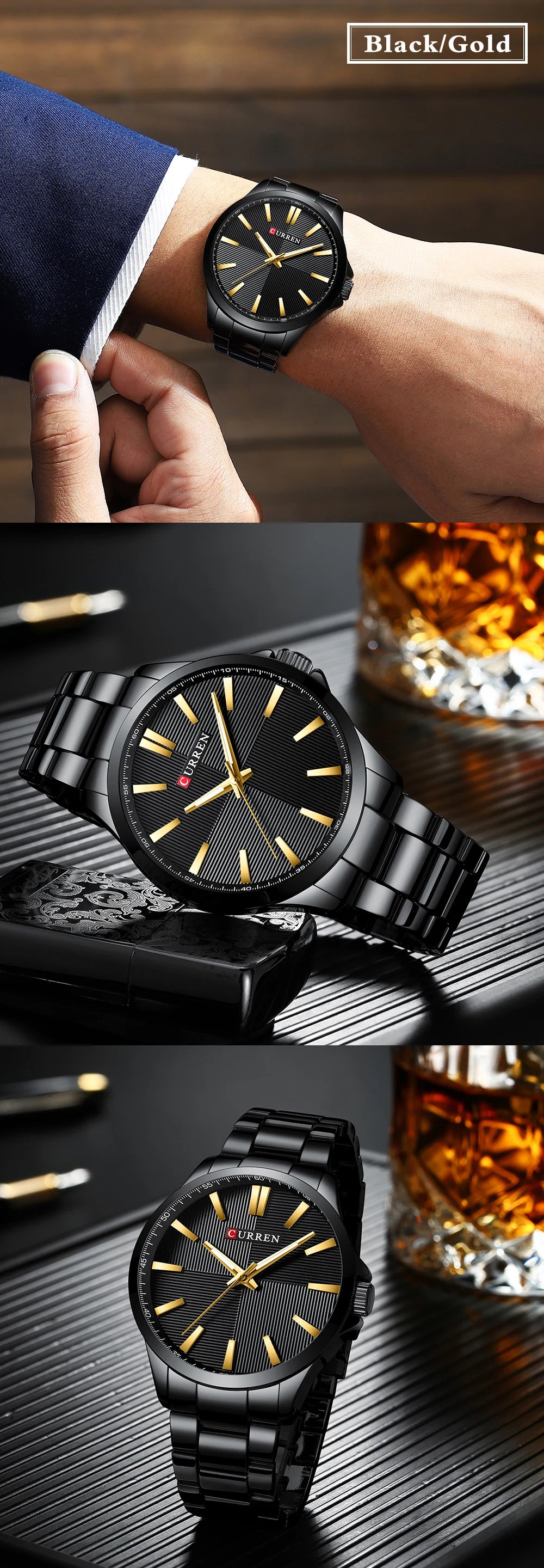 Men's CURREN Military Sport Quartz Watch — Stainless Steel Waterproof Wristwatch