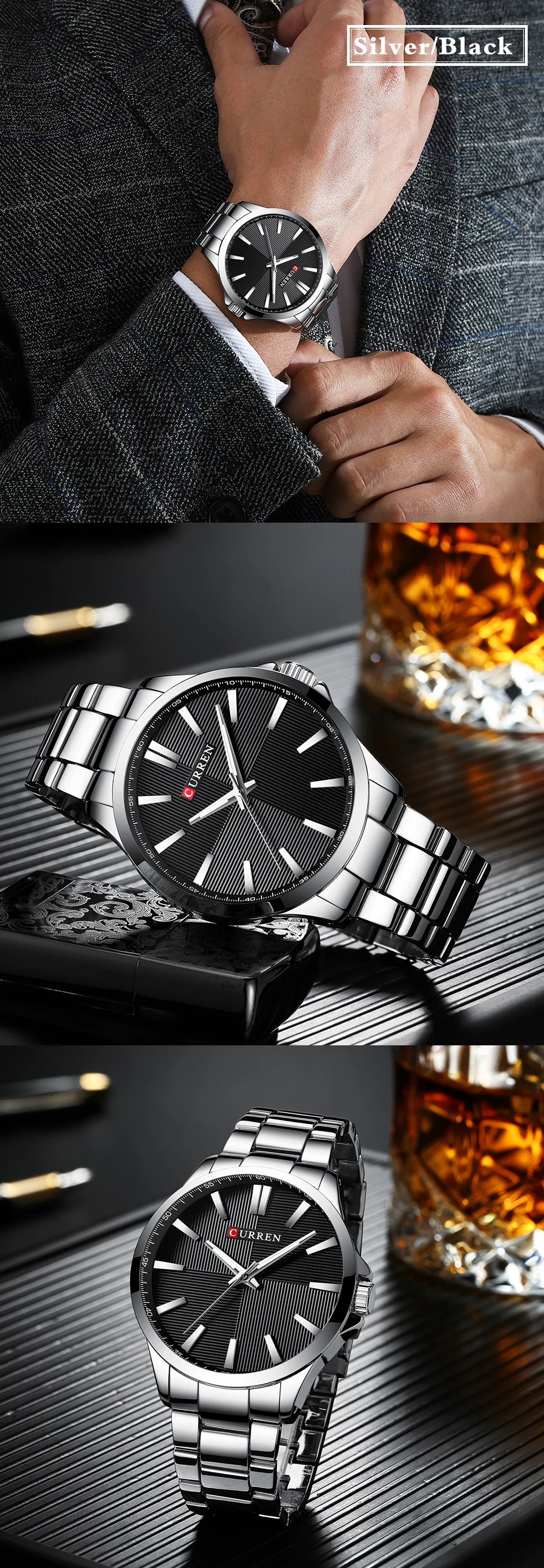Men's CURREN Military Sport Quartz Watch — Stainless Steel Waterproof Wristwatch
