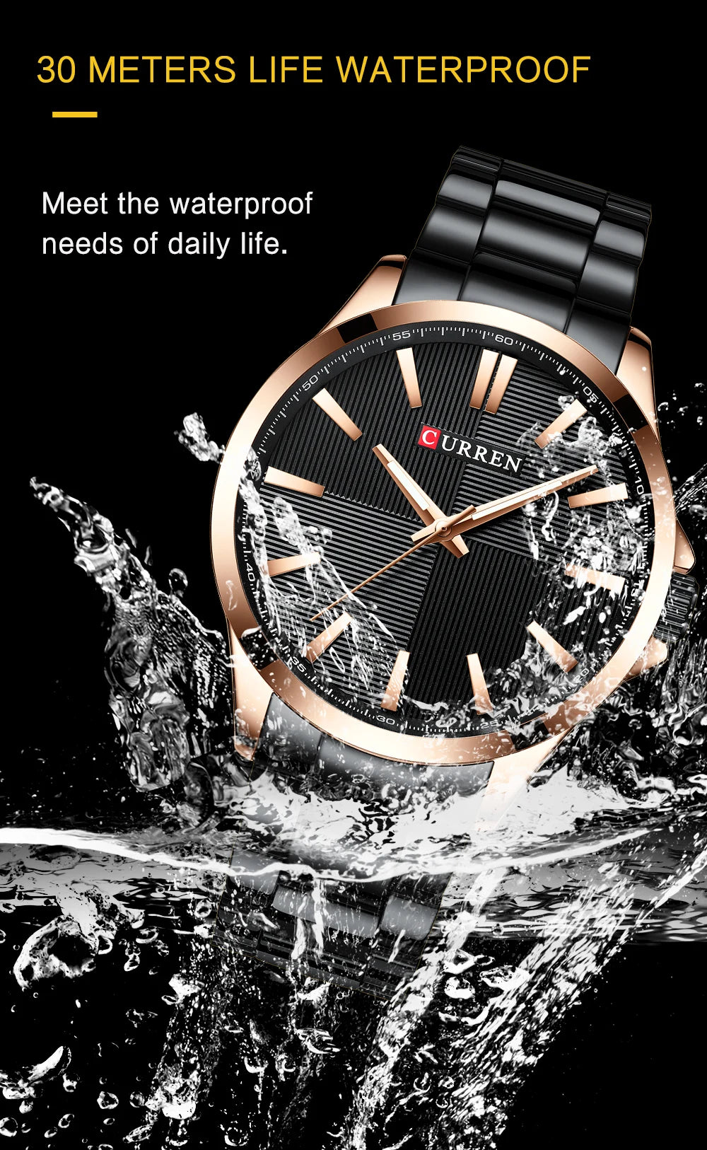 Men's CURREN Military Sport Quartz Watch — Stainless Steel Waterproof Wristwatch