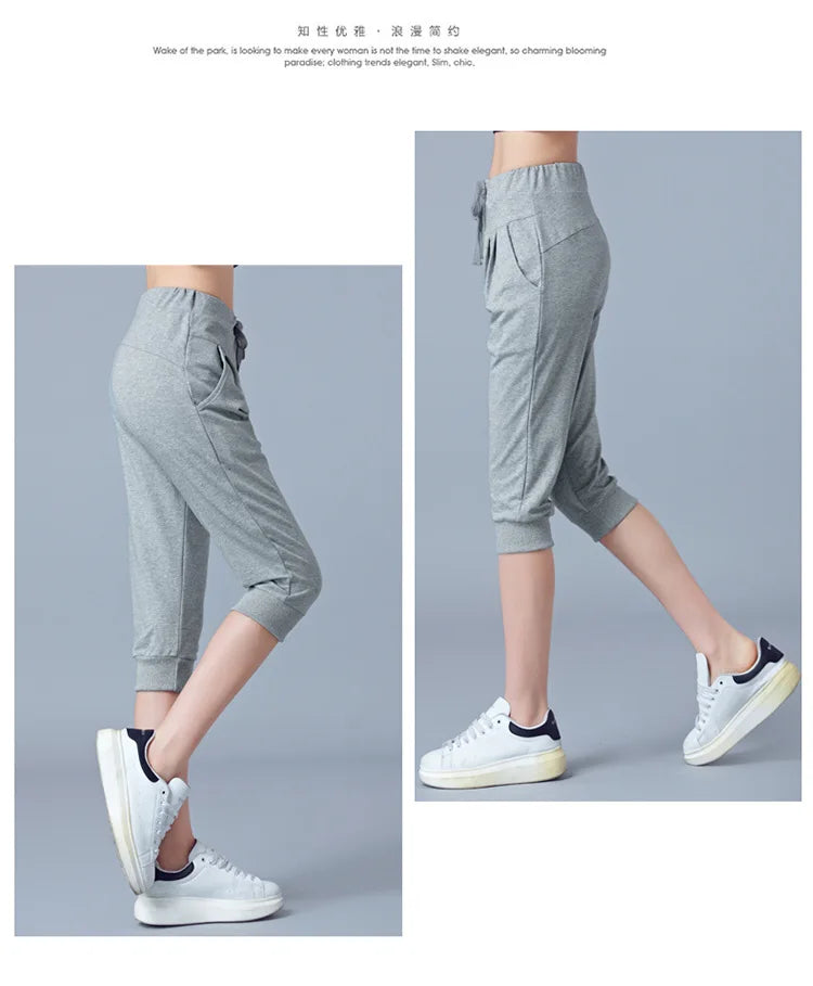 TrendLux Women's Harem Jogger Capri Pants – High Waist Loose Sweatpants