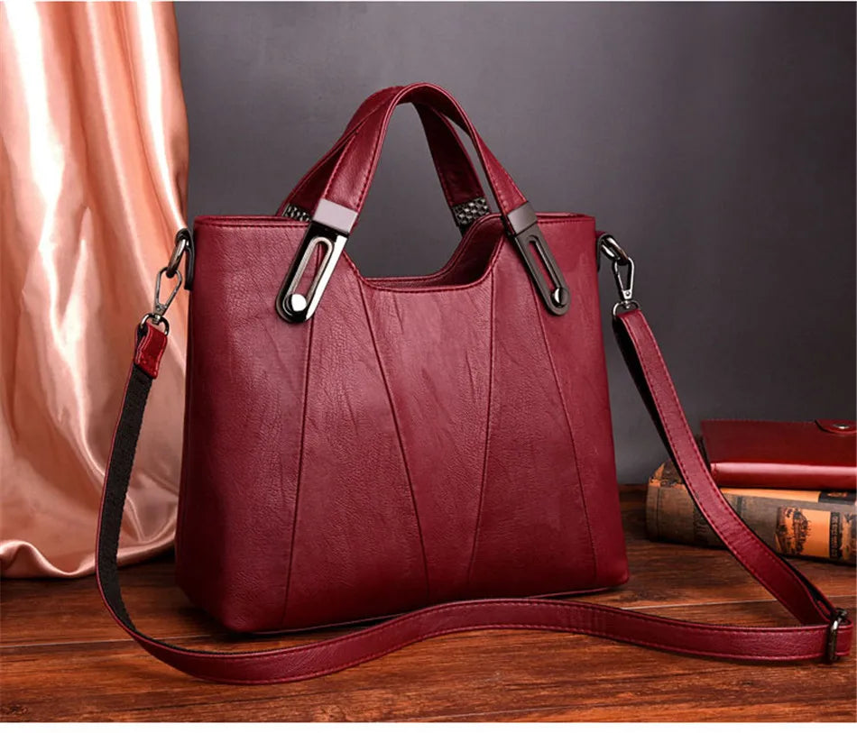 Women's Luxury PU Leather Crossbody Bag — Multi-Pocket Shoulder & Tote Handbag