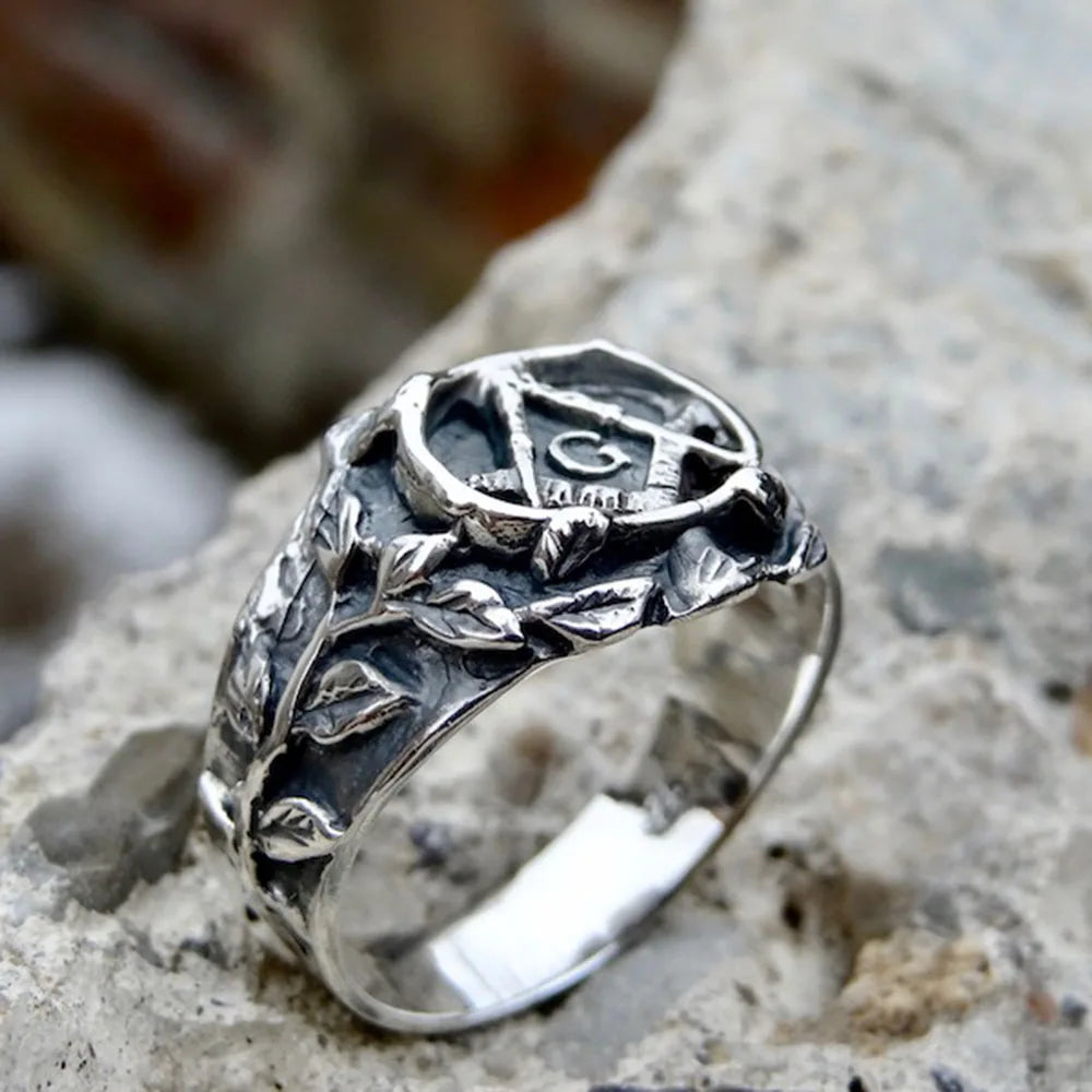 Men's Masonic Stainless Steel Ring — Punk Rock Hip-Hop Biker Freemasonry Jewellery Gift