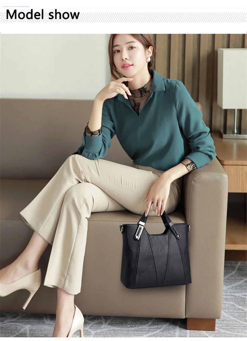 Women's Luxury PU Leather Crossbody Bag — Multi-Pocket Shoulder & Tote Handbag
