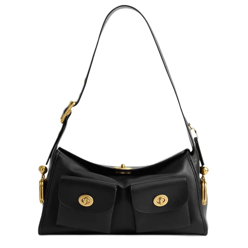 Women's Vintage PU Leather Shoulder Bag — Large Capacity Multi-Pocket Zipper Commuting Bag