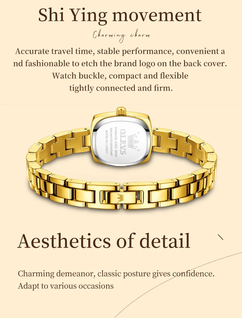 OLEVS Women's Luxury Square Bracelet Luminous Waterproof Quartz Dress Watch