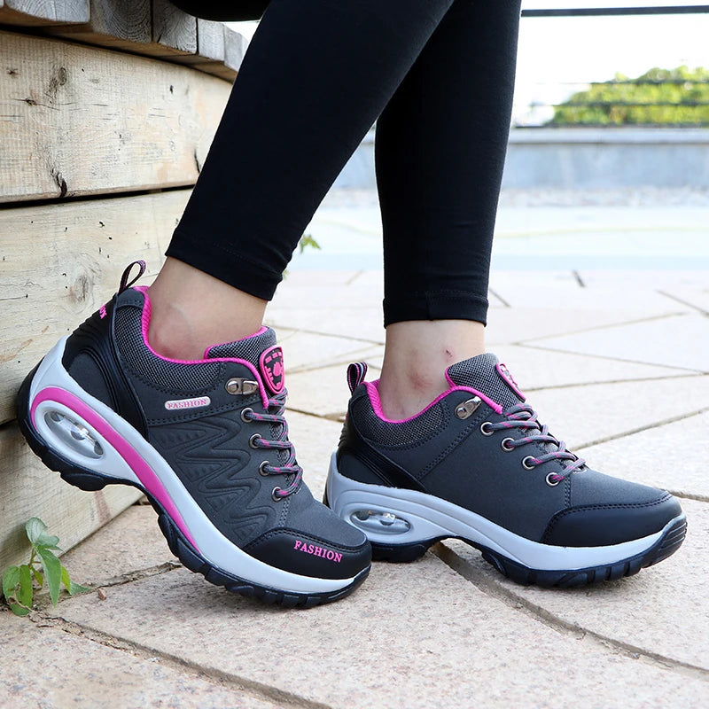 Women's PU-EVA Breathable Platform Lace-Up Walking Sneakers