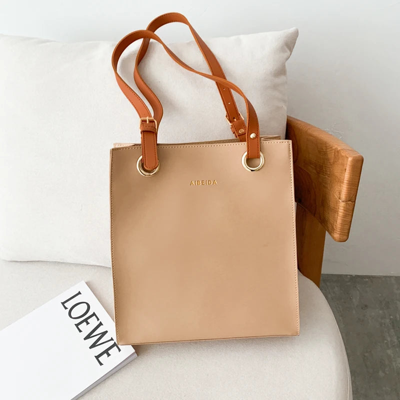 Women's Large Designer Tote Handbag — PU Leather Top Handle Shoulder Bag