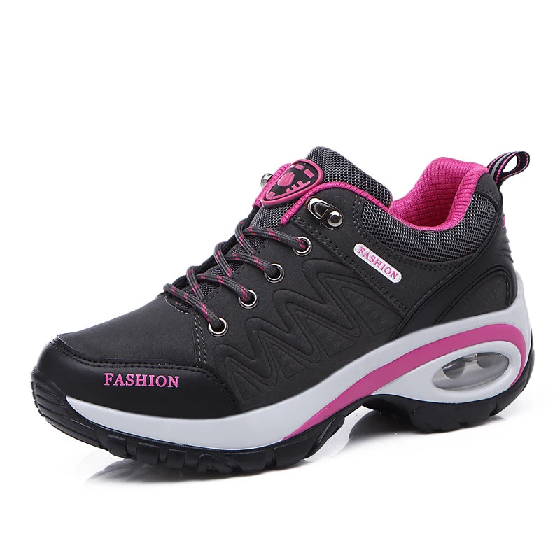 Women's PU-EVA Breathable Platform Lace-Up Walking Sneakers
