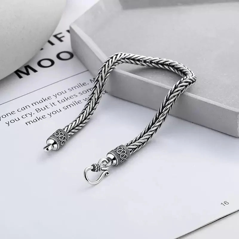 Men's 925 Sterling Silver Charm Bracelet — Vintage Wedding & Engagement Fashion Jewellery
