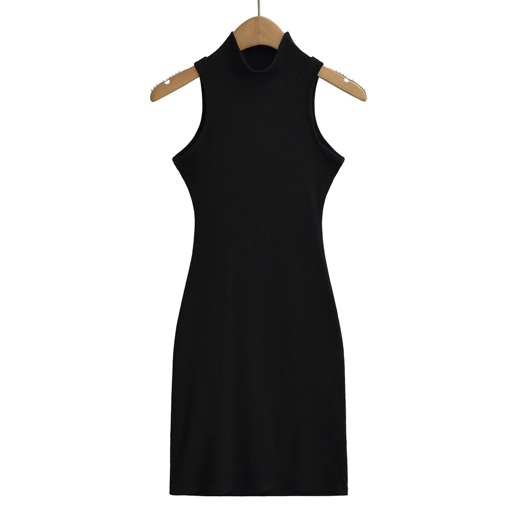 Women's Turtleneck Knit Bodycon Ankle-Length Maxi Dress