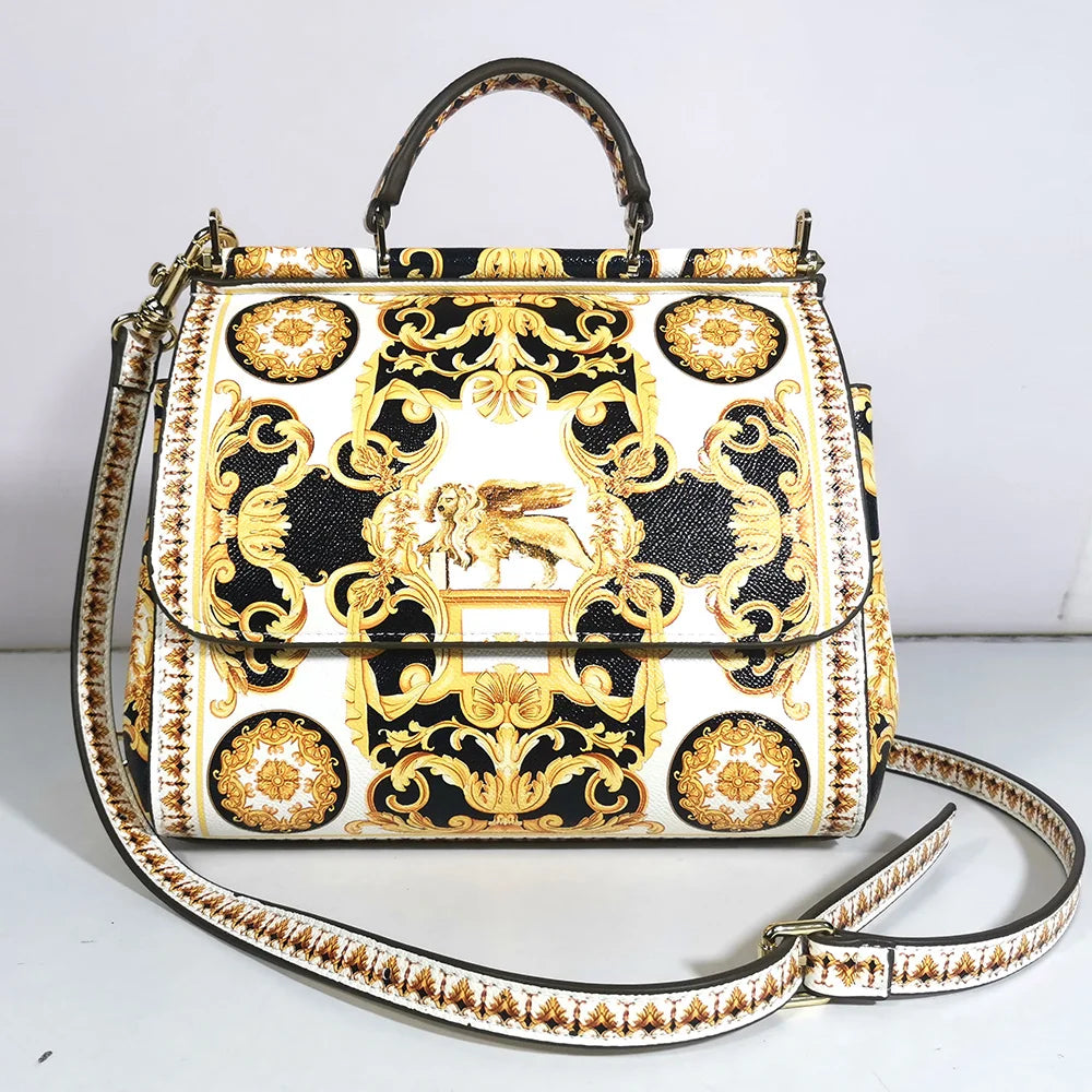 Women's Rose Leather Crossbody Tote Bag — Lady Shoulder Handbag in Yellow & More