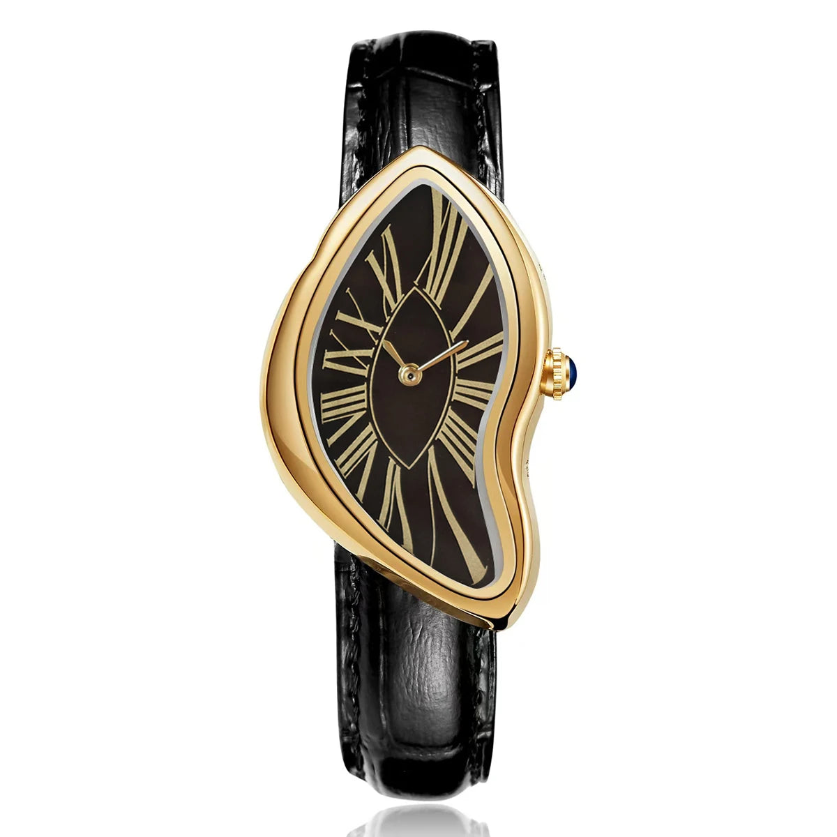 Women's Retro Y2K Irregular Creative Alloy Case Leather Strap Quartz Watch