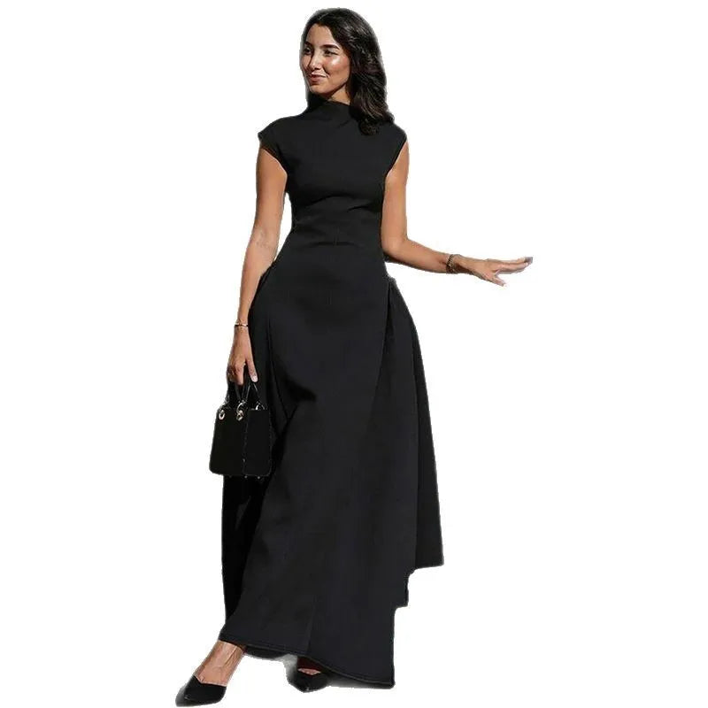 Women's Polyester Sleeveless Solid A-Line Prom & Party Dress