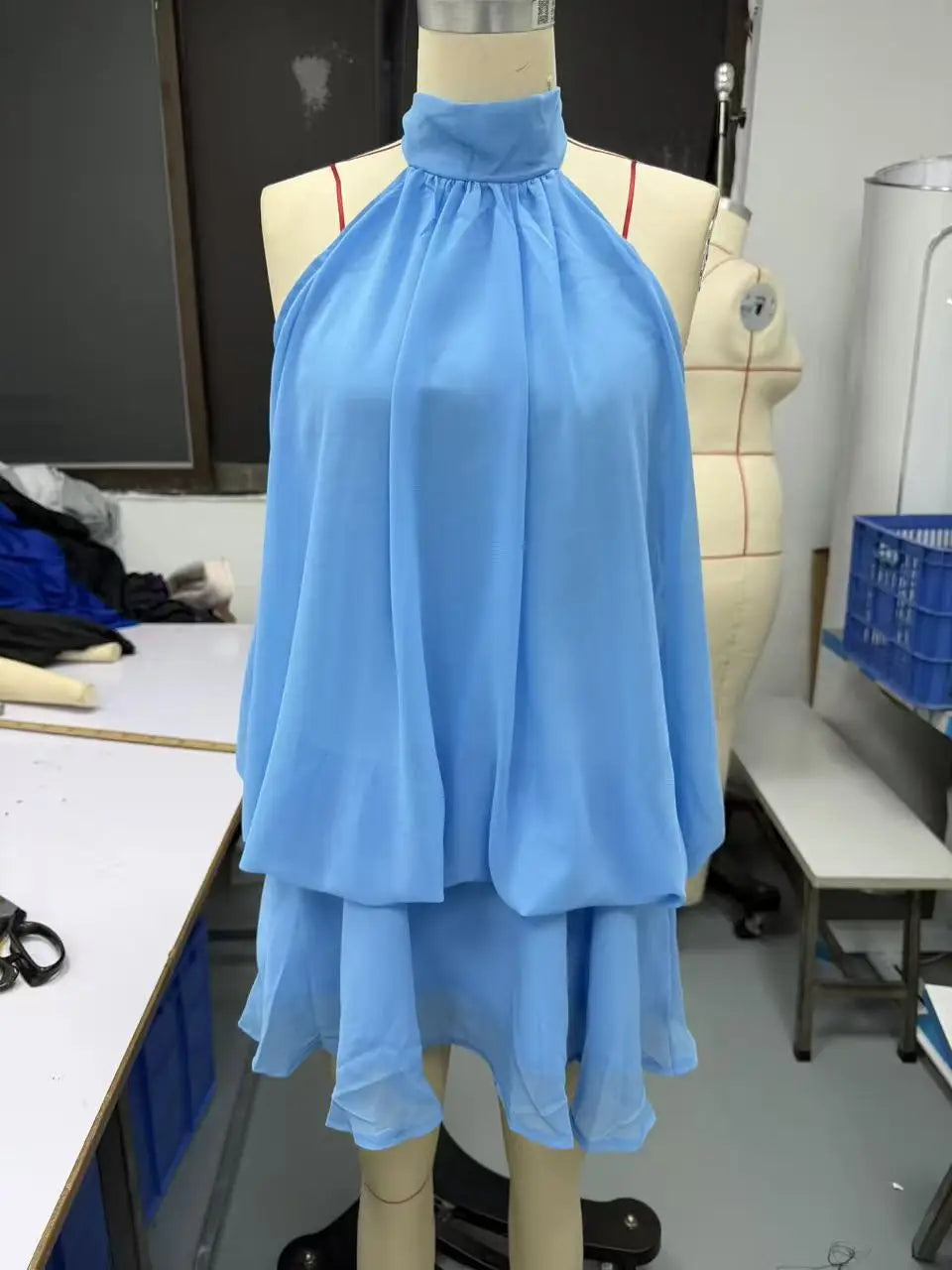 Women's Polyester Backless Slim-Fit A-Line Beach Dress