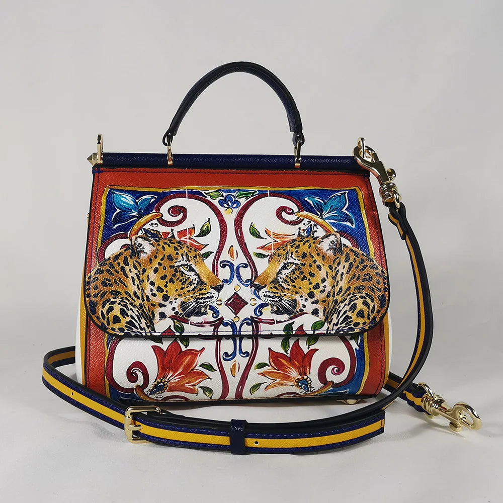 Women's Rose Leather Crossbody Tote Bag — Lady Shoulder Handbag in Yellow & More