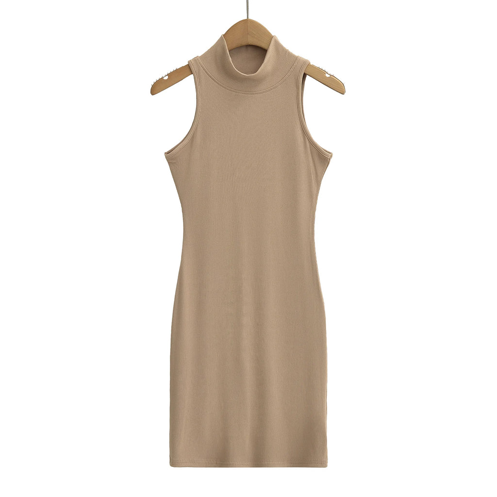 Women's Turtleneck Knit Bodycon Ankle-Length Maxi Dress