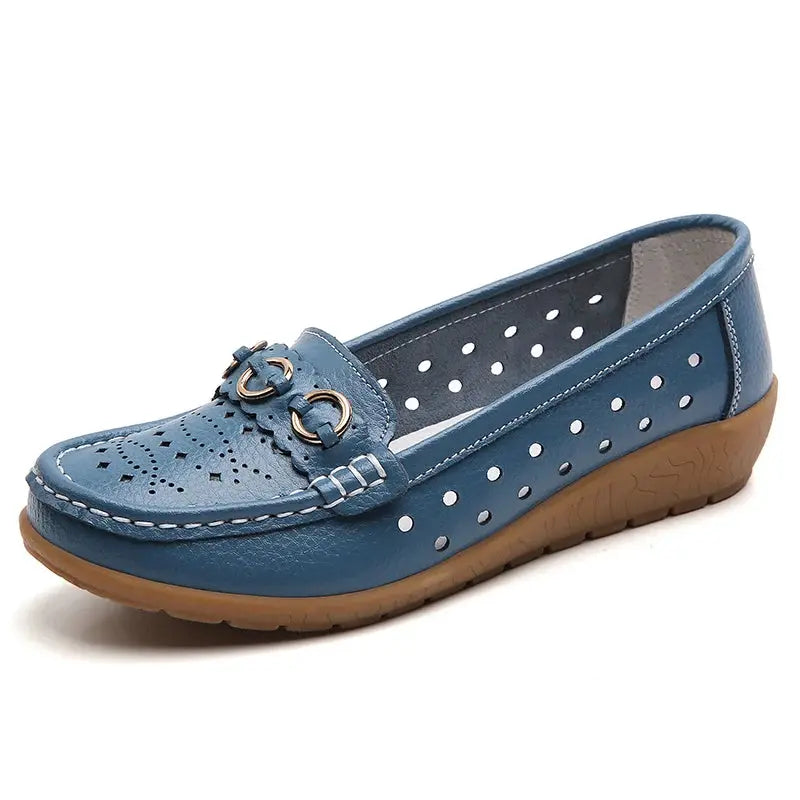 TrenLux Wear Women's Breathable Hollow Wedge Loafer Pumps — Slip-On Leather Flats, Sizes 35–44 TrenLux Wear