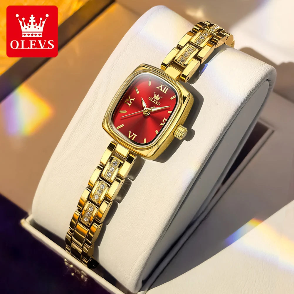 OLEVS Women's Luxury Square Bracelet Luminous Waterproof Quartz Dress Watch