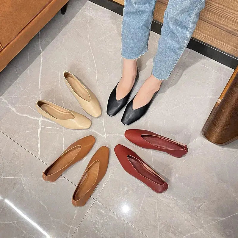 TrenLux Wear Women's Round-Toe Leather Loafer Flats — Versatile Slip-On Casual Shoes TrenLux Wear