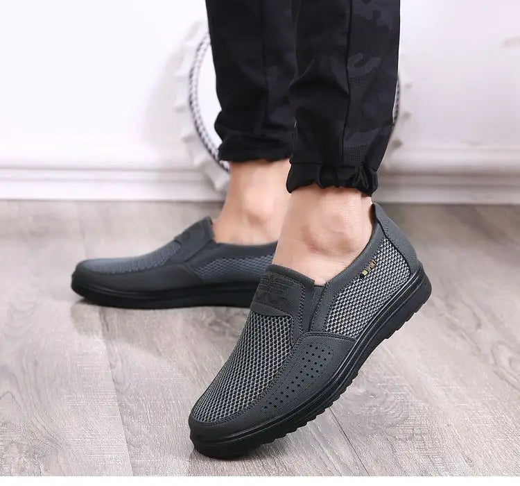 Men's Breathable Mesh Chunky Sole Sneakers — Lightweight Slip-On