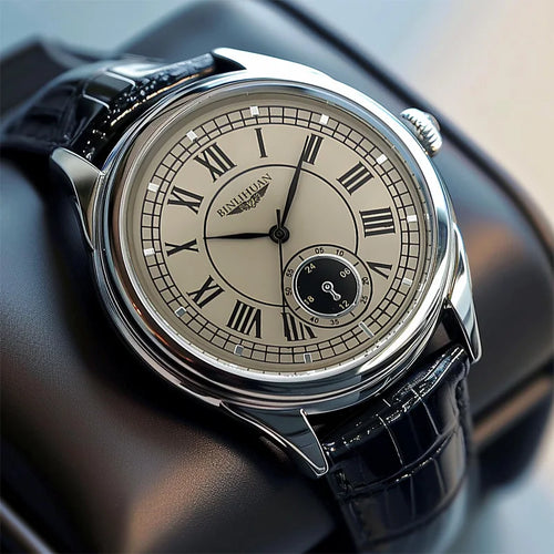 Men's Classic Fashion Quartz Watch — Leather Strap Roman Numeral Dial