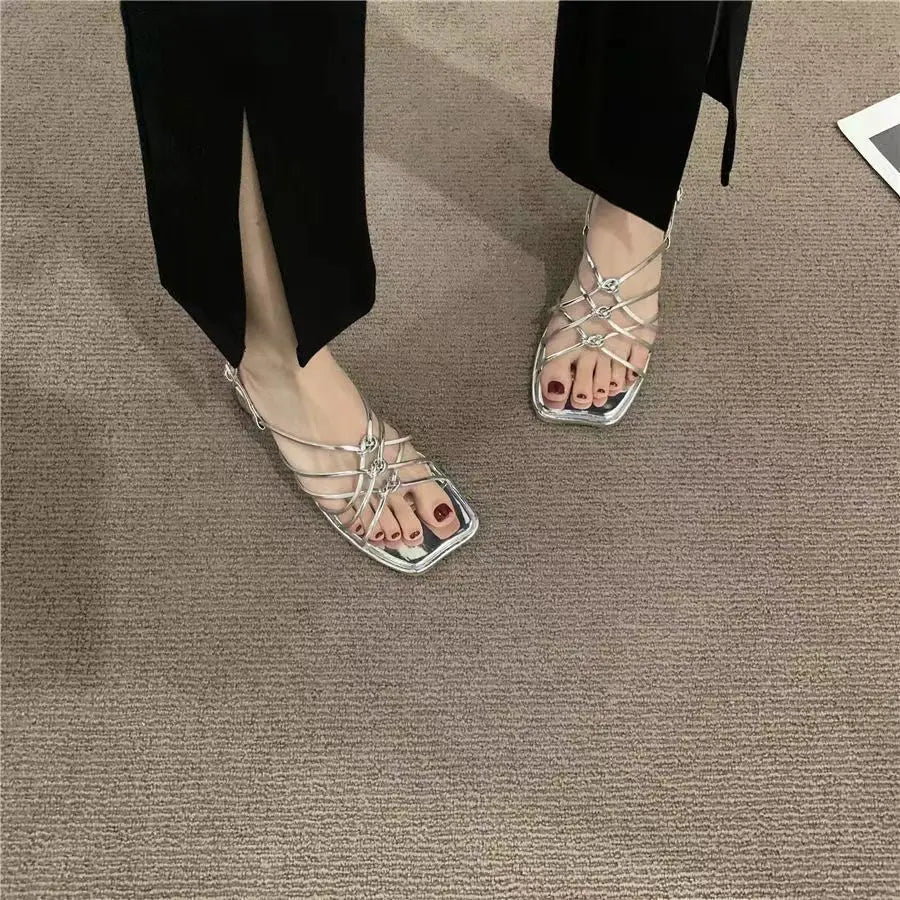 Women's Low Heel Open Toe Sandals — Gladiator Style Party & Wedding Shoes