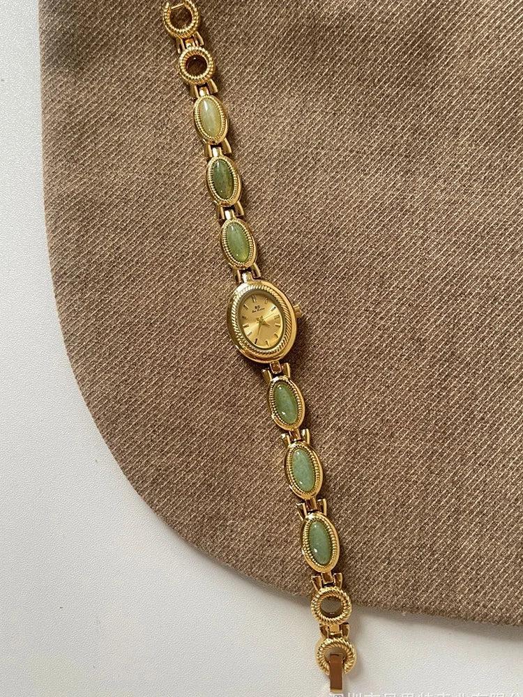 Women's Luxury Jade Green Jewelry Bracelet Quartz Dress Wristwatch