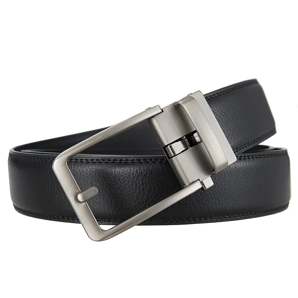 Men's Genuine Leather Belt — Automatic Buckle Luxury Designer Jeans Waistband