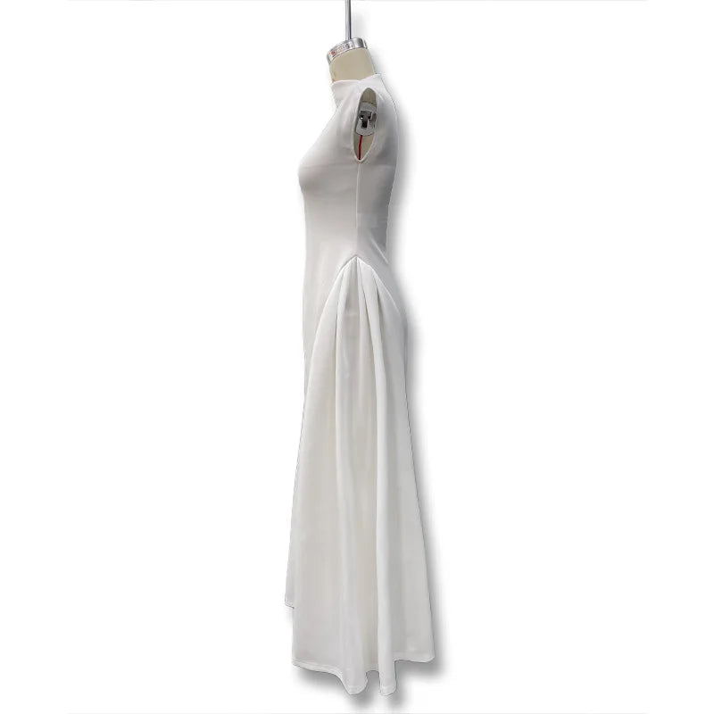 Women's Polyester Sleeveless Solid A-Line Prom & Party Dress