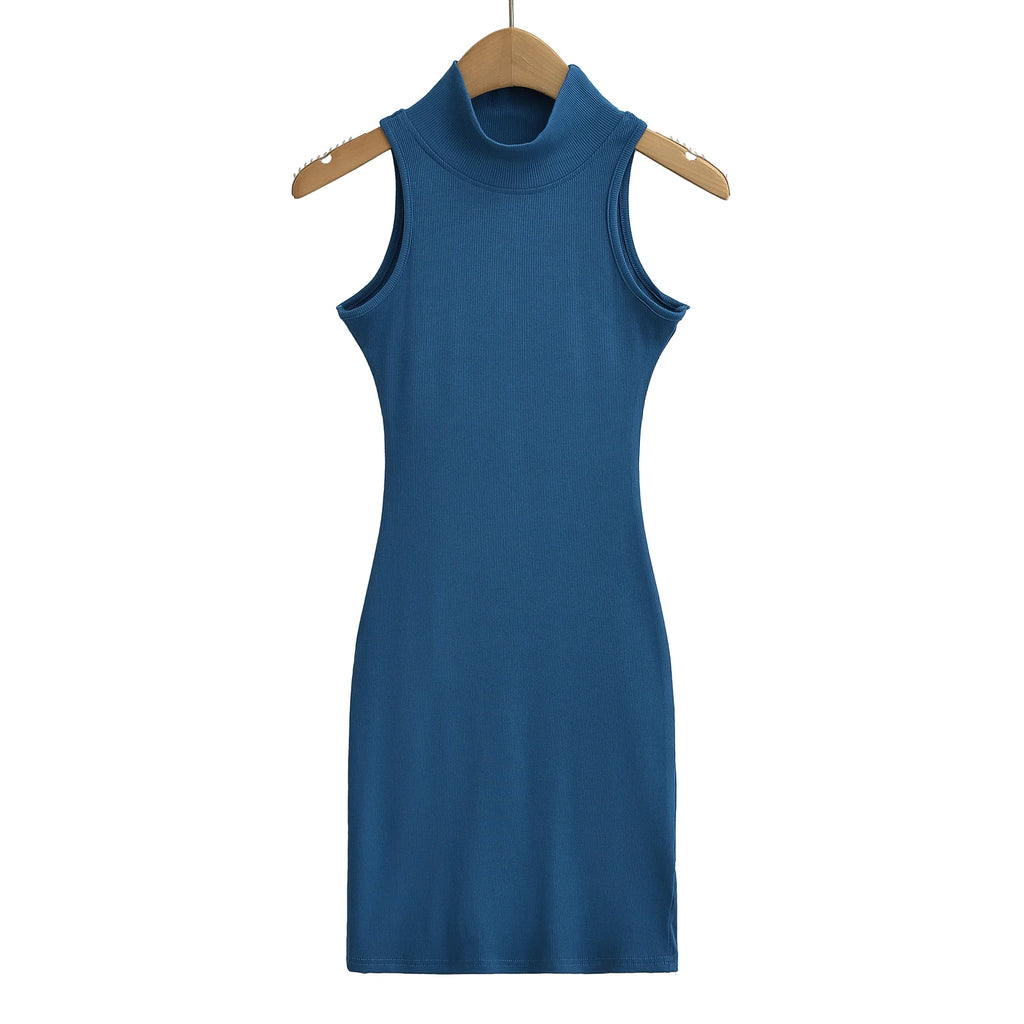 Women's Turtleneck Knit Bodycon Ankle-Length Maxi Dress