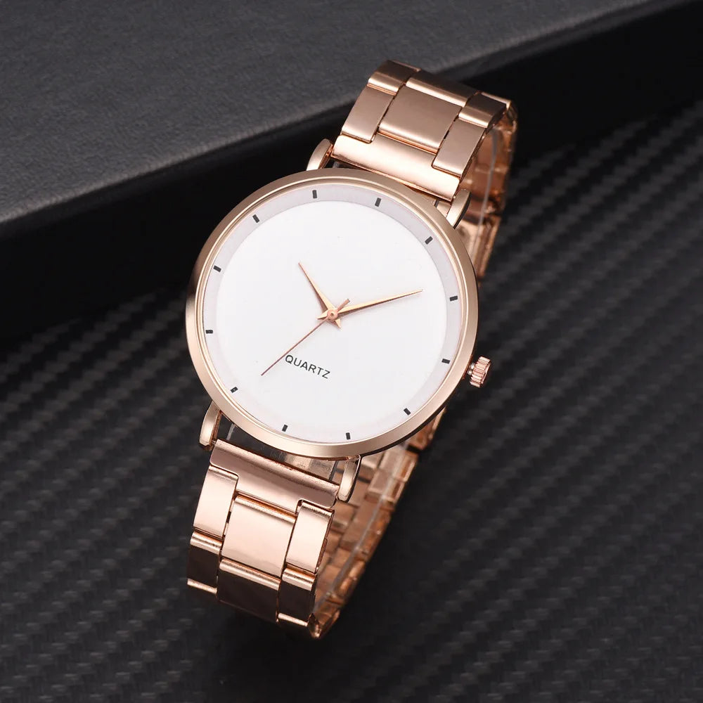 Women's Rose Gold Fashion Quartz Watch — Stainless Steel Business Wristwatch
