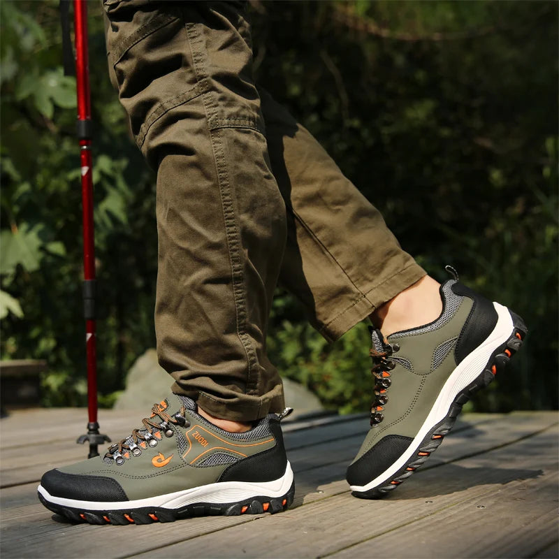 Men's Leather Casual Sport Sneakers — Lightweight Walking Shoes