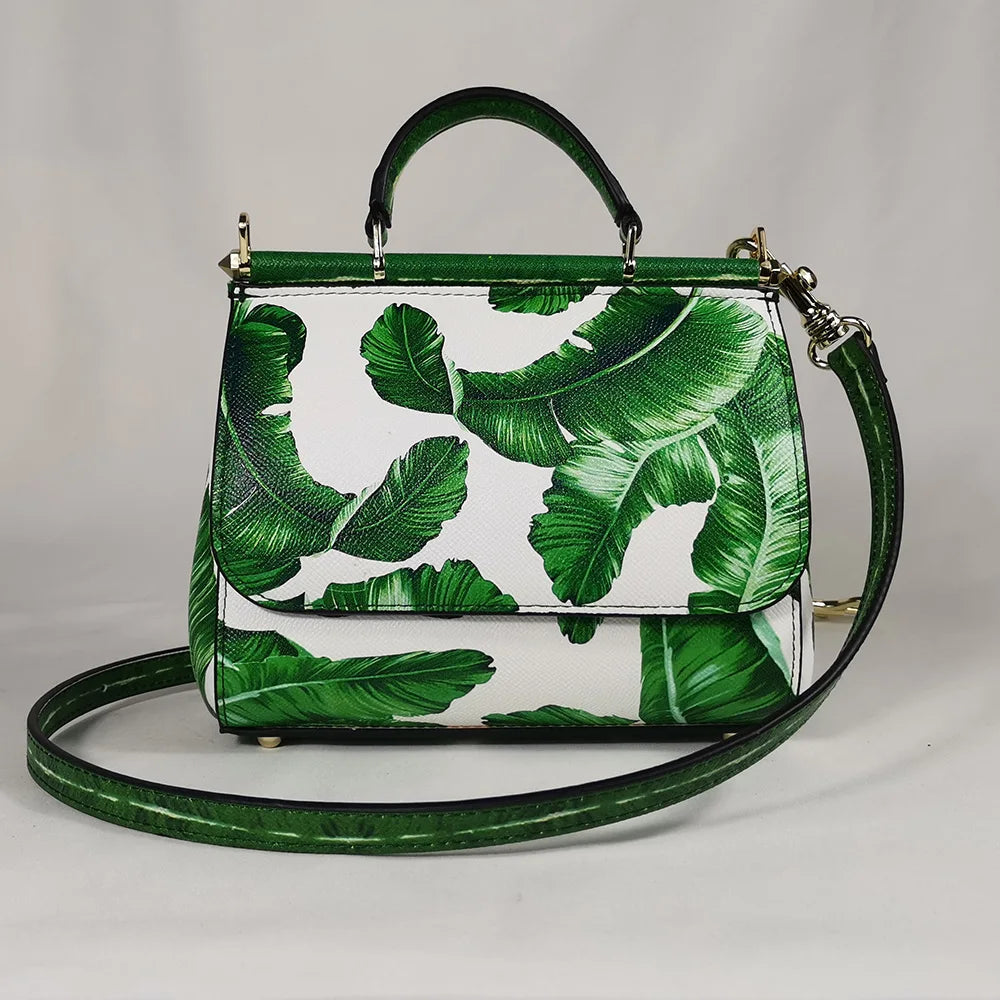 Women's Rose Leather Crossbody Tote Bag — Lady Shoulder Handbag in Yellow & More