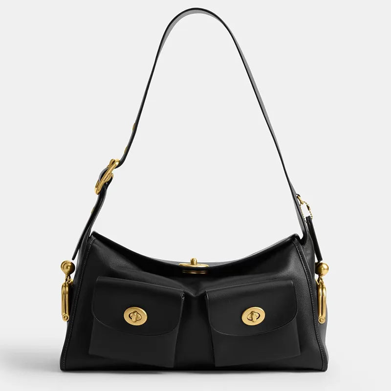 Women's Vintage PU Leather Shoulder Bag — Large Capacity Multi-Pocket Zipper Commuting Bag