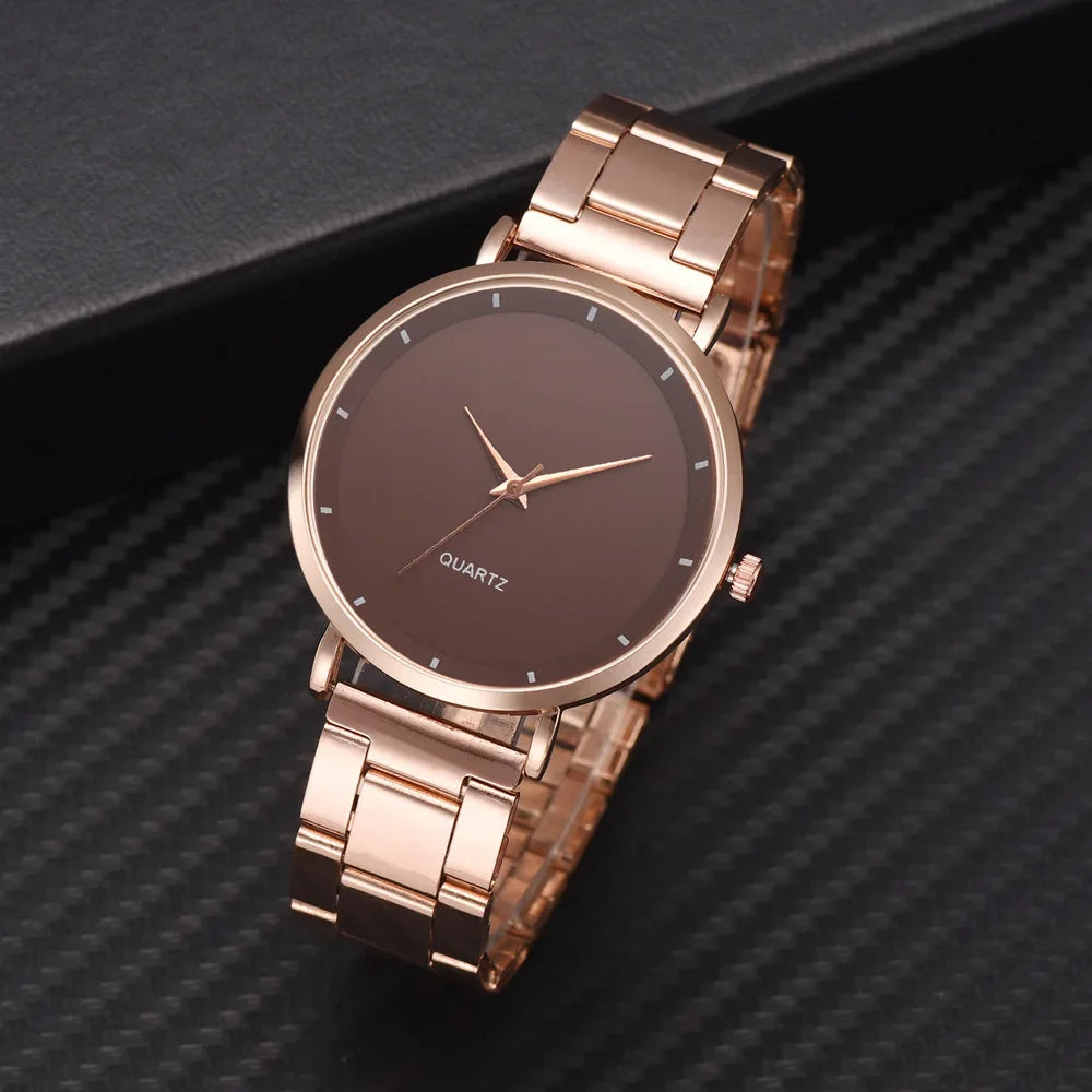 Women's Rose Gold Fashion Quartz Watch — Stainless Steel Business Wristwatch