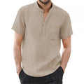 Men's Cotton Linen Short Sleeve Shirt — Breathable Casual Summer Top