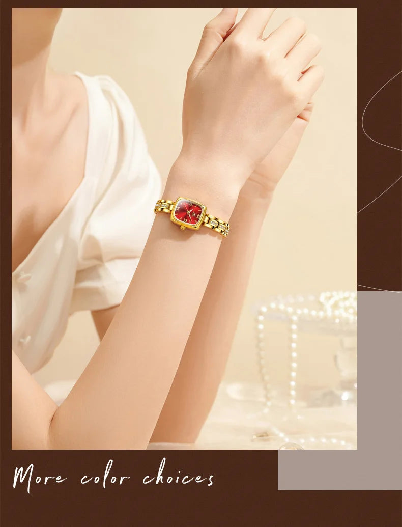 OLEVS Women's Luxury Square Bracelet Luminous Waterproof Quartz Dress Watch