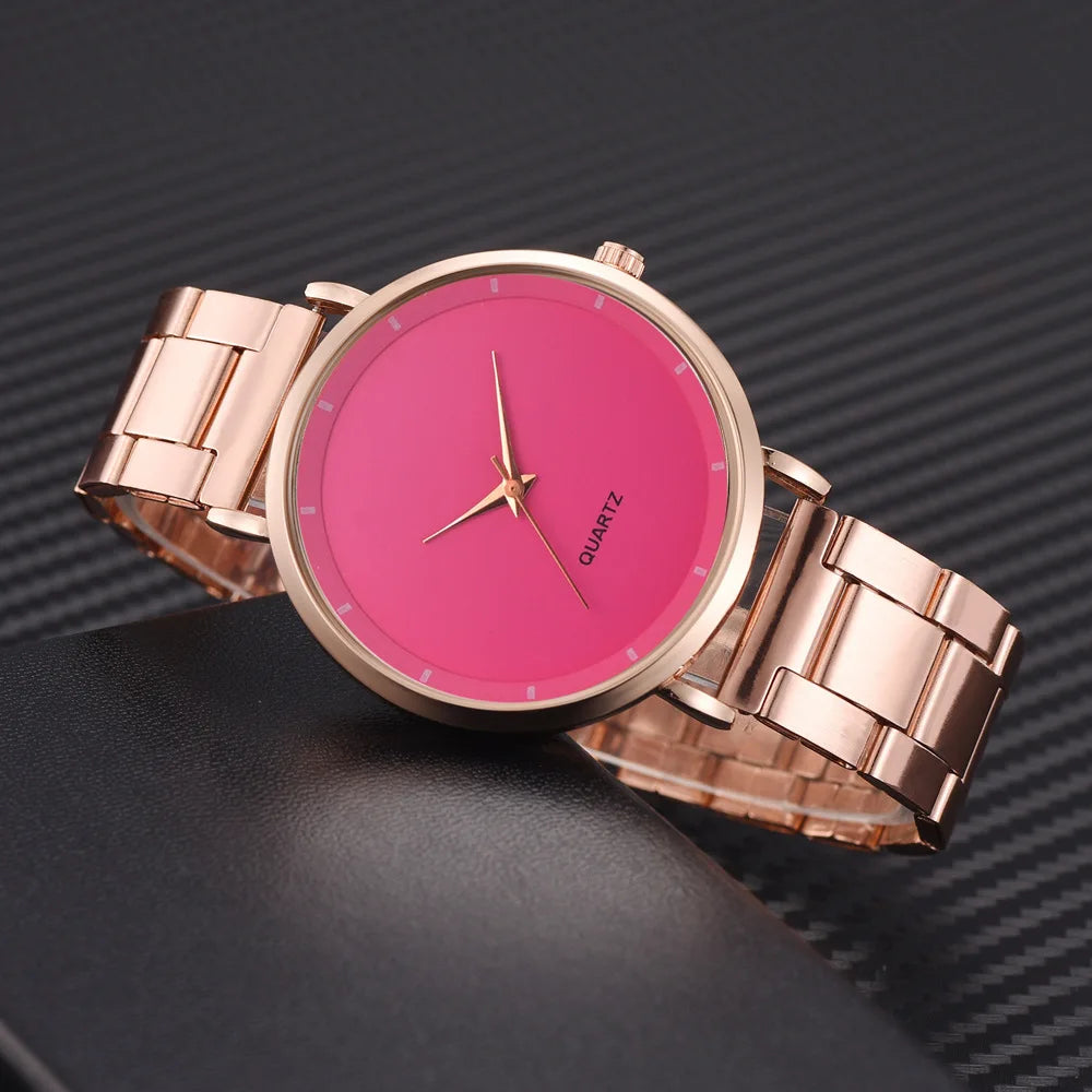 Women's Rose Gold Fashion Quartz Watch — Stainless Steel Business Wristwatch