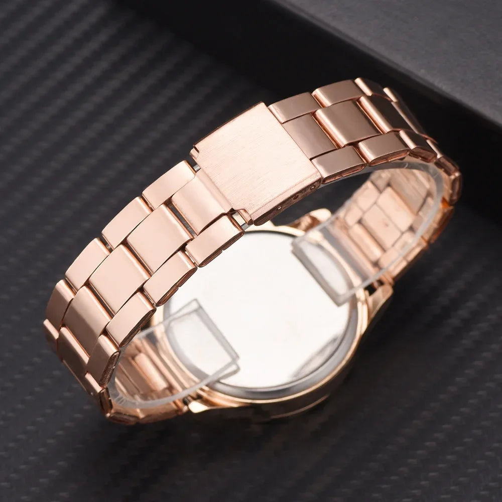 Women's Rose Gold Fashion Quartz Watch — Stainless Steel Business Wristwatch